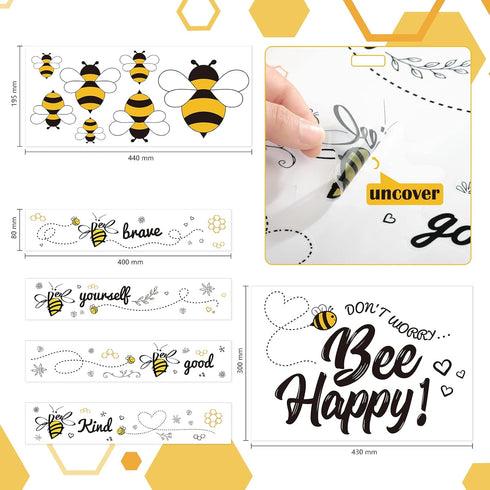 12 Pcs Bee Gnome Wall Decals Honey Bee Window Decor Clings Vinyl Inspirational Quotes Wall Window Sticker for Kitchen Office Fridge Decoration Par...