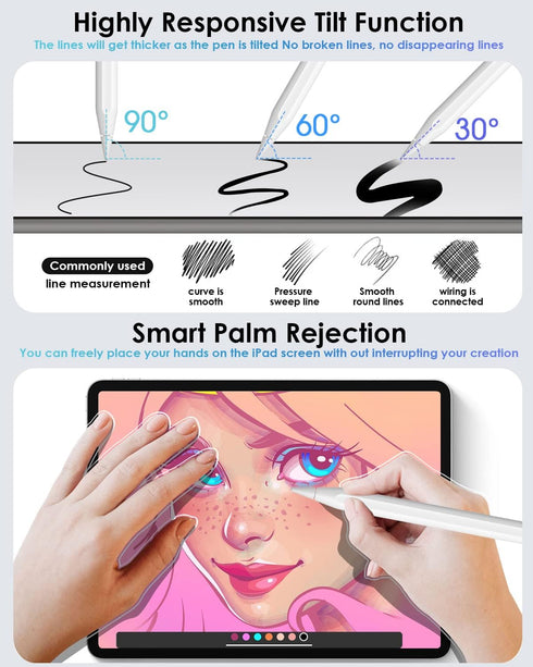 Stylus Pen for iPad ?Same as Apple Pencil 2nd Generation?Pencil 2nd Gen Magnetic Wireless Charging Compatible with Apple iPad Pro 11 in 1/2/3/4, i...