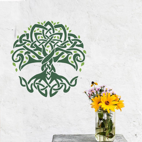 FINGERINSPIRE Celtic Tree of Life Stencil, 11.8x11.8inch Traditional Irish Tree Design Stencils Template Washable Reusable Mylar DIY Art Craft Pai...