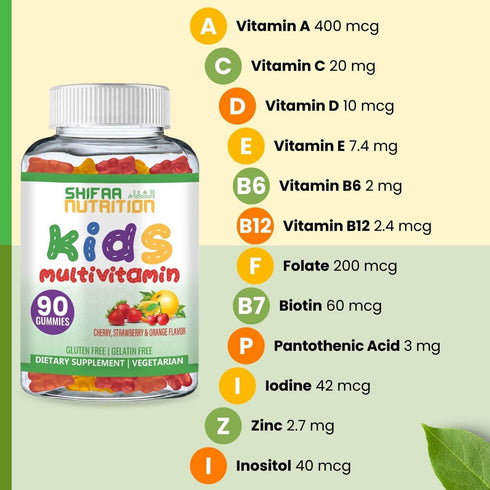 Halal Kids Multivitamin Gummies, 45-90 Days Supply, with All Essential Kids Vitamins. Toddler Vitamins with Vitamin C, D, Zinc, A, E, B6, B12, Bio...