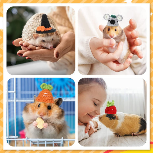 12 Pcs Hamster Hat Mini Hats for Snakes Small Animals Guinea Pig Hat Hamster Clothes Cute Tiny Rat Hat for Snakes Pets Lizards Hamsters Bearded Dr...