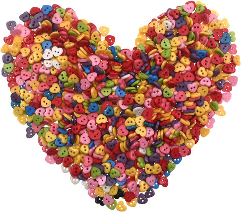 6mm 100Pcs Heart Shape Mixed Color Mini Buttons for DIY Handmade Craft Art Sewing Doll Cloth Buttons...