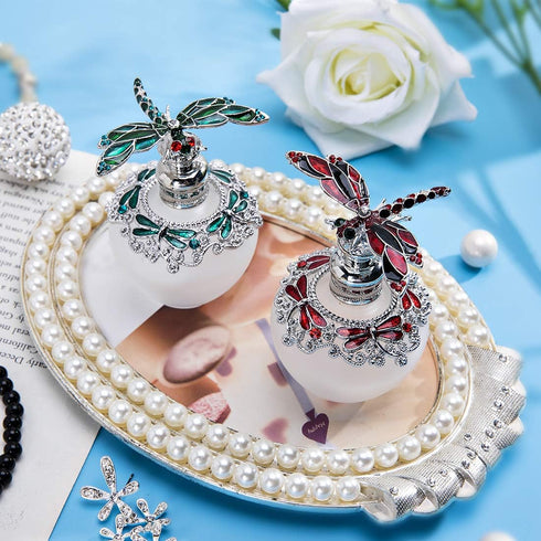 YU FENG 40ml Fancy Empty Crystal Perfume Bottle with Green Dragonfly Stopper Rhinestones Bejewelled Refillable Glass Bottle Containers...