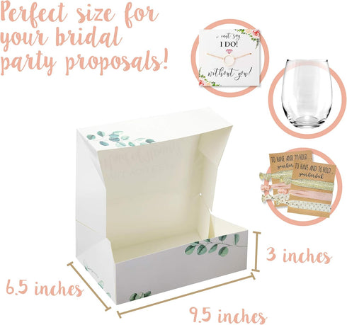 Pop Fizz Designs Bridesmaid Proposal Box Set - 6 Pack with 1 Maid of Honor and 5 Bridesmaid Boxes - Greenery with Rose Gold Foil...