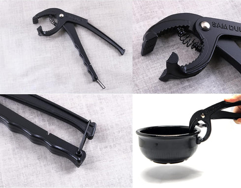 LENITH Aluminum Hot Pot Tongs Holder For Korean Stone Ceramic Bibimbap Bowl, Dolsot, Ddukbaegi, Sizzling Hot Pot (BLACK)...
