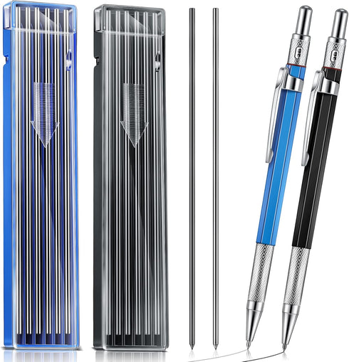 2 Pcs Silver Welders Pencil with 12 Pcs 2.0 mm Round Silver Refills Metal Marker for Steel Marking Pen Mechanical Pencil Set for Construction Scho...