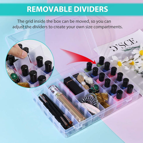 2Pack 36 Grids Plastic Organizer Box with Dividers, Craft Organizers and Storage Box for Craft Tackle Bead Thread Fishing Screws Nails Rock Washi ...