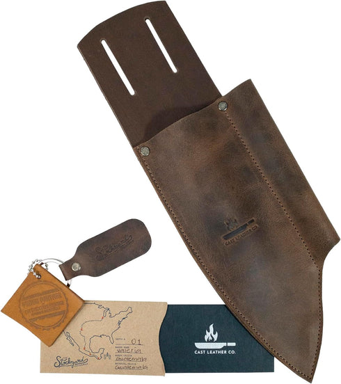 Knife Holster for Belt, Rustic Sleeve for Chef Knife with Knife Sharpener Slot, Rustic Knife Sheath, Full Grain Leather, Handmade, Bourbon Brown...