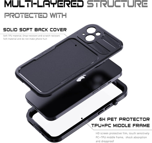 Magnetic for iPhone 14 Plus Waterproof Case Compatible with Mag-Safe Charging,Built-in Screen Protector Military Grade Drop Tested Rugged Shockpro...