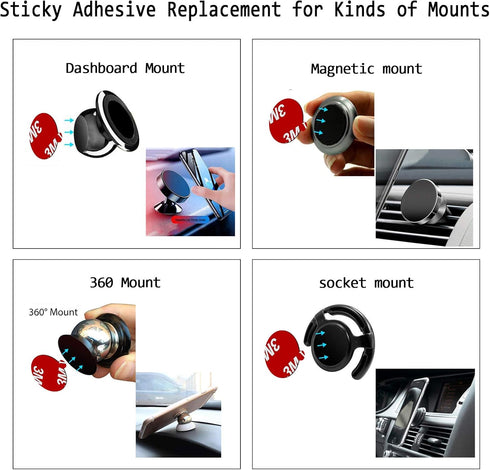 K TOMOTO [10 Pack 3M VHB Sticky Adhesive Pads for Socket Mount Base, Duble Side Heat Resistant Strong Sticker Replacement Tape for Phone Collapsib...
