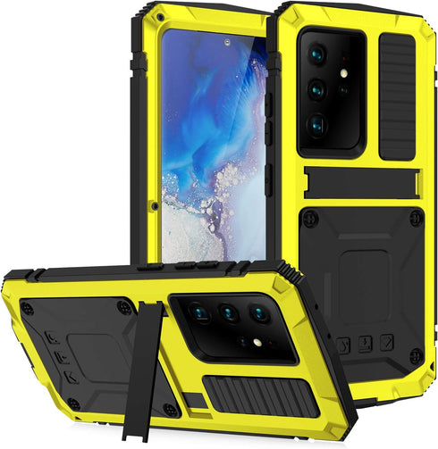Galaxy S22 Ultra Rugged case,Metal Bumper Built-in Screen Protector&Stand,Waterproof, dustproof and Drop-Proof,Heavy Duty Rugged Military Cover (Y...