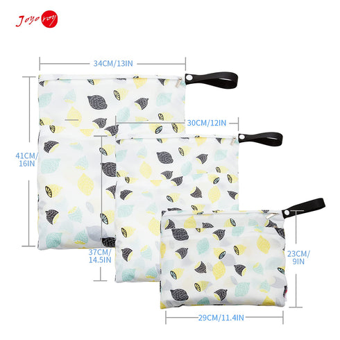 Joyo roy 3Pcs Wet Dry Bag Baby Wet Bags for Pump Parts, Cloth Diapers, Wet Suits, Swimsuits, Travel Dirty Clothes, Waterproof Pouches for Organiza...