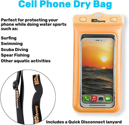 Waterproof Phone Case and Lanyard - Excellent Waterproof Protection - Floats in The Water Orange......