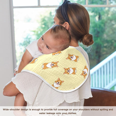 Cute Corgi Dog Pattern Muslin Burp Cloths for Baby 2 Pack Soft 100% Cotton Baby Washcloths Bibs for Boy Girl...
