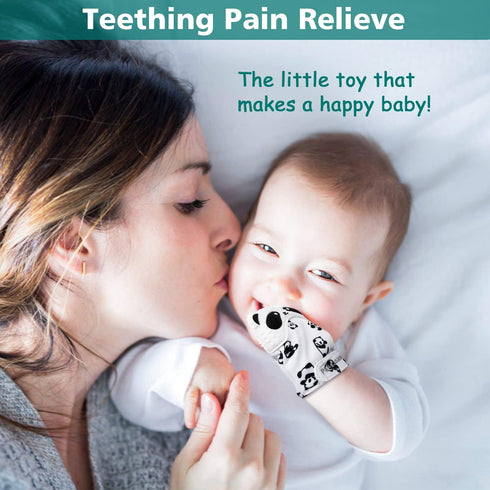 Baby Teething Mitten BPA-Free Panda Teething Mitts Teething Toy Infant Teether with Travel Bag(1 Pair)...