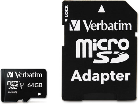 Verbatim 64GB Premium MicroSDXC Memory Card with Adapter, UHS-I V10 U1 Class 10 (44084)...