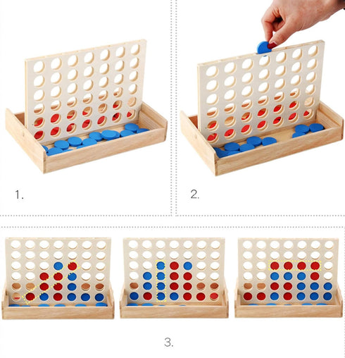 4 in a Row Wooden Board Game Foldable Line Up 4 Classic Family Toy Educational Toy for Kids and Family...