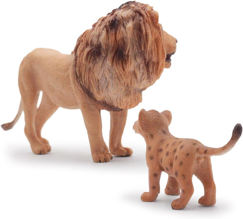 Gemini&Genius 2Pcs Lion Toys for Kids, Safari Lion Animal Toy Figures, Wildlife Family Lions Action Figures, Great for Educational Toys, Party Fav...