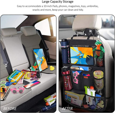 Luckybay Car Backseat Organizer, 1 Pack Car Backseat Organizer for Kids Kick Mats, Travel Accessories Waterproof, Durable with 10" Tablet Holder, ...