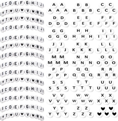 Letter Beads Kit, 26 Alphabet Beads with Heart Beads for Friendship Bracelets Necklace Jewelry Making (Black Letter Beads)...