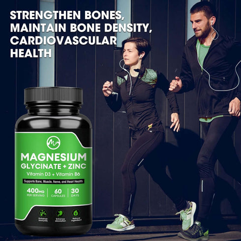(2 Pack) Magnesium Glycinate Capsules, Magnesium Supplement 400mg with Zinc,Vitamin D3 & B6 - Highly Bioavailable and Absorption - Bone,Heart,Join...