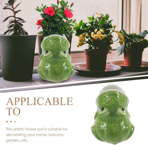 Frog Succulent Pot Cute Animal Pen Holder Cup Ceramic Funny Frog Statue Planter Novelty Cactus Flower Pot for Miniature Plant Holder Home Garden O...
