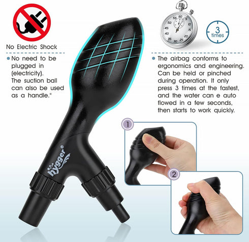 hygger Small Gravel Vacuum for Aquarium, Manual 80GPH Aquarium Gravel Cleaner Low Water Level Water Changer Fish Tank Cleaner with Pinch or Grip R...