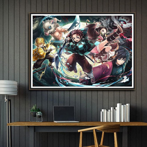 HONGJIE DIY 5D Diamond Art Painting Kit, Anime 20X16 inches Round Full Drill Crystal Rhinestone Embroidery Cross Stitch Arts Craft for Home Wall D...