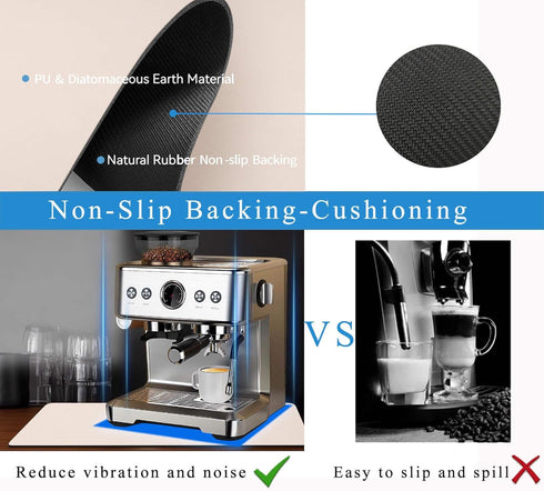 Coffee Mat for Countertops ,Coffee Bar Accessories Fit Under Coffee Maker Espresso Machine, Absorbent Hide Stain Rubber Mat for Countertop ,Dish D...