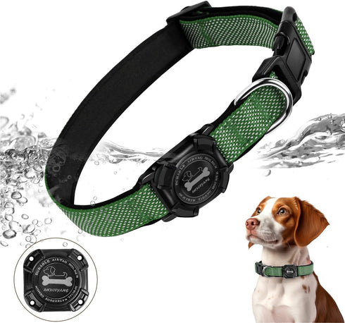 Airtag Dog Collar, 100% Waterproof Padded Apple Air Tag Dog Collar with Airtag Holder Case, Reflective Adjustable Nylon Pet Collar for Small Mediu...