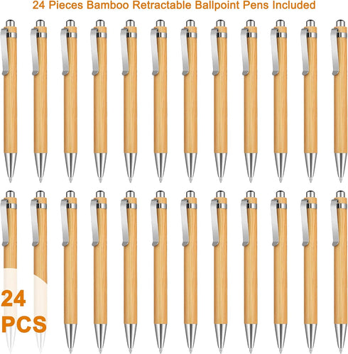 Bamboo Wooden Retractable Ballpoint Pen Black Ink 1 mm Pens Engraved Journaling Pen Refills Products Set Pens for Gifts Writing Office School Supp...