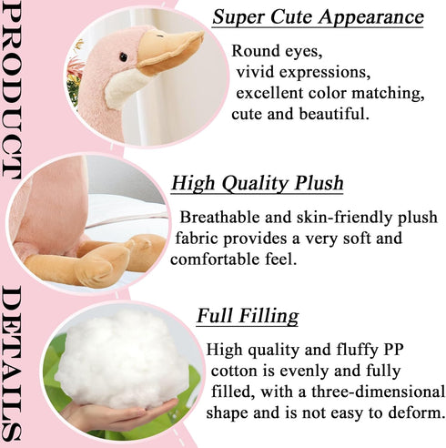 19.7" Goose Stuffed Animal Plush Kawaii Swan Toy Soft Doll for Girls Boys, Pink...