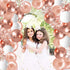 Zesliwy Rose Gold Confetti Balloons, 50 Pack 12 inch White and Rose Gold Latex Balloons with 33 Feet Rose Gold Ribbon for Birthday Party Wedding G...