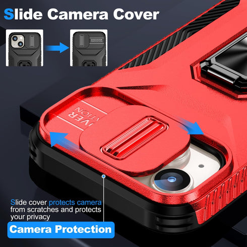 Hitaoyou for iPhone 13 Case, iPhone 13 Case with Camera Cover & Kickstand Military Grade Shockproof Heavy Duty Protective with Magnetic Car Mount ...
