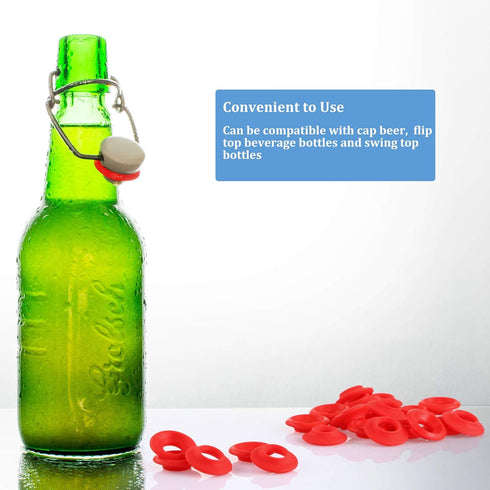70 Pieces Silicone Rubber Gaskets Washer for Swing Flip Bottles Swing Top Washers Leak-proof Seals Compatible with Grolsch Bottle Home Brew Beer S...