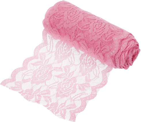 MECCANIXITY 6 Inch Wide 11 Yard Lace Ribbon Floral Pattern Pink Lace Trim Ribbon for Sewing Making, and DIY Crafts, Gift Wrapping, Bouquets, Weddi...
