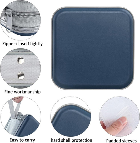 CD Case, 40 Capacity CD/DVD Case Holders Wallet Hard Plastic DVD Disc Cases Storage Binder for Car Home Office Travel (Dark Blue)...
