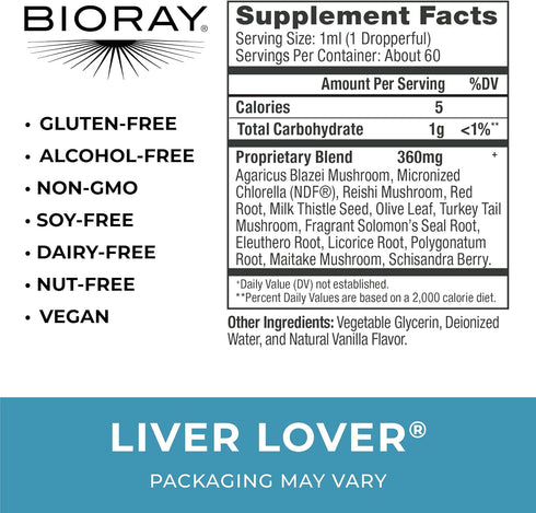 BIORAY Daily Liver Lover - 2 fl oz - Supports The Liver & Adrenals - Non-GMO, Vegan, Gluten Free...