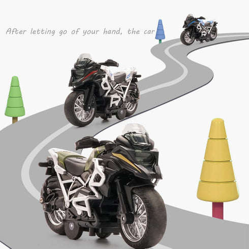 Diecast Motorcycle Toy - Pull Back Toy Cars with Sound and Light Toy,Motorcycle Toys for Boys,Toys for 3-9 Year Old Boys (White)...
