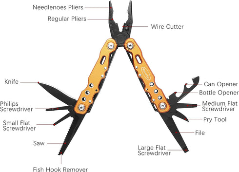 Gifts for Dad Husband Boyfriend Gifts for Him Unique Birthday Gifts for Men RoverTac 14 in 1 Multitool Pocket Knife Pliers Screwdrivers Saw Bottle...