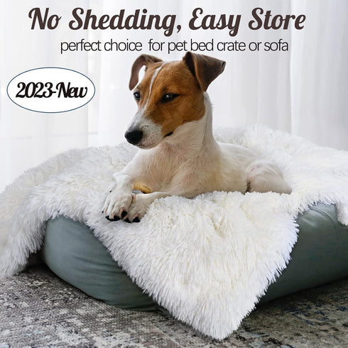 BENRON Medium Dog Blanket for Couch Bed Crate, Cozy Reversible Fleece Dog Blanket, Washable Fluffy Throw Blankets 30x40 Inches Cream White...