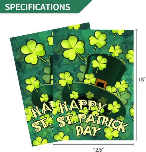 Anley Double Sided Premium Garden Flag, Happy St. Patrick's Day Green Hat with Clover Decorative Garden Flags for Home Decor - Weather Resistant &...