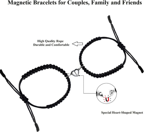 COLORFUL BLING Matching Mutual Attraction Couple Bracelets Long Distance His and Hers Adjustable Braided 8 Infinity Love Heart Friendship Bracelet...