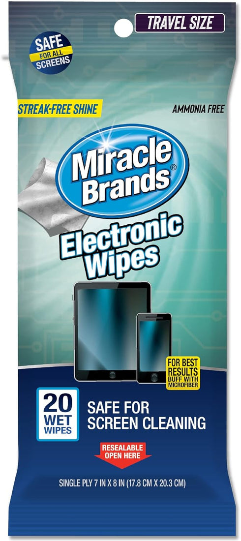 MiracleWipes for Electronics Cleaning - Screen Wipes Designed for TV, Phones, Monitors and More - 20 Count...