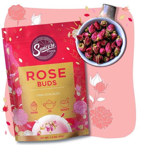 Suncore Foods Dried Rose Buds Bloom, Caffeine-Free Tea, Gluten-Free, Non-GMO, 1.5oz (1 Pack)...