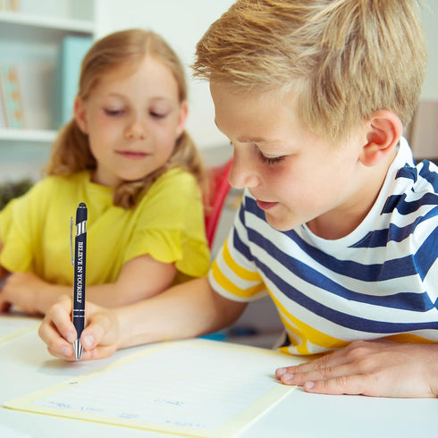 Zonon 12 Pieces Inspirational Motivational Quotes Ballpoint Pens with Stylus Tip Fine Point Smooth Writing Pens Metal Black Ink Pens Stylus Pen Se...