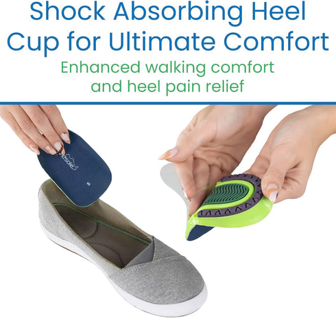 Gel Heel Cups for Heel Pain Relief (Pair) - Shock Absorbing Shoe Inserts Soles for Women, Men - Heavy Duty Arch Support Pads for Flat Feet & Plant...