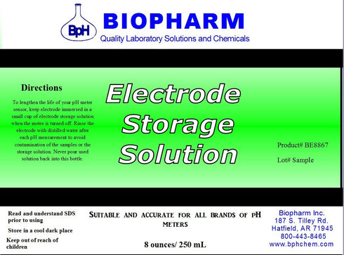 pH/Oxygen Reduction Potential (ORP) Electrode Storage Solution, 250 mL (8.4 fl oz) — Suitable for All pH Meters — 1M KCl Solution — Keeps Your Pro...