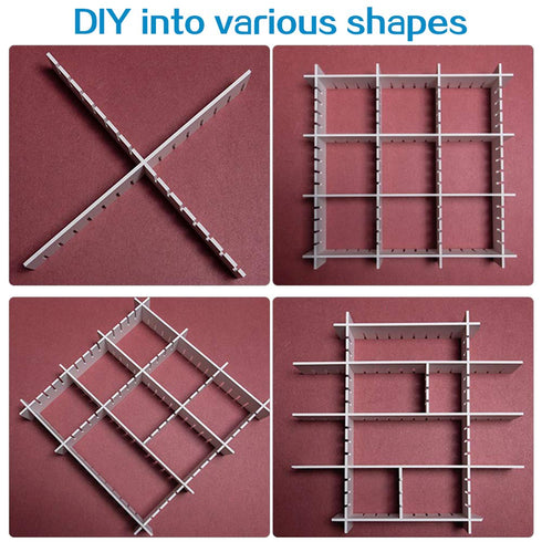 ShineMe Drawer Dividers, 8pcs Drawer Divider Organizers, White DIY Plastic Grid, Plastic Adjustable Drawer Dividers, Household Storage Makeup Sock...