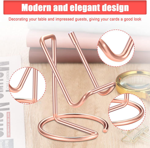 2 Pieces Metal Business Card Holder for Desk, Cell Phone Stand, Elegant Line Business Card Display Holder Stand, Office Desktop Business Name Card...